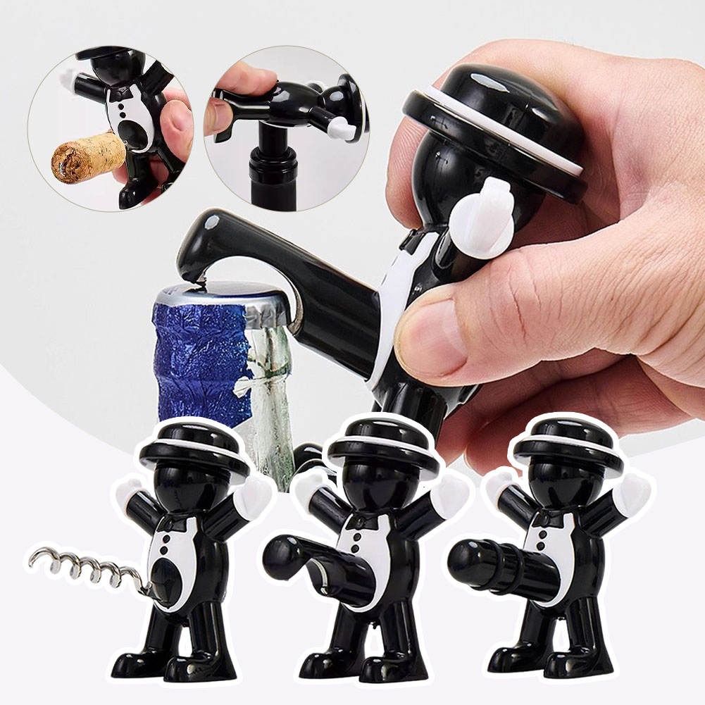 Wine Beer Red - Abridor de garrafas preto legal homem,